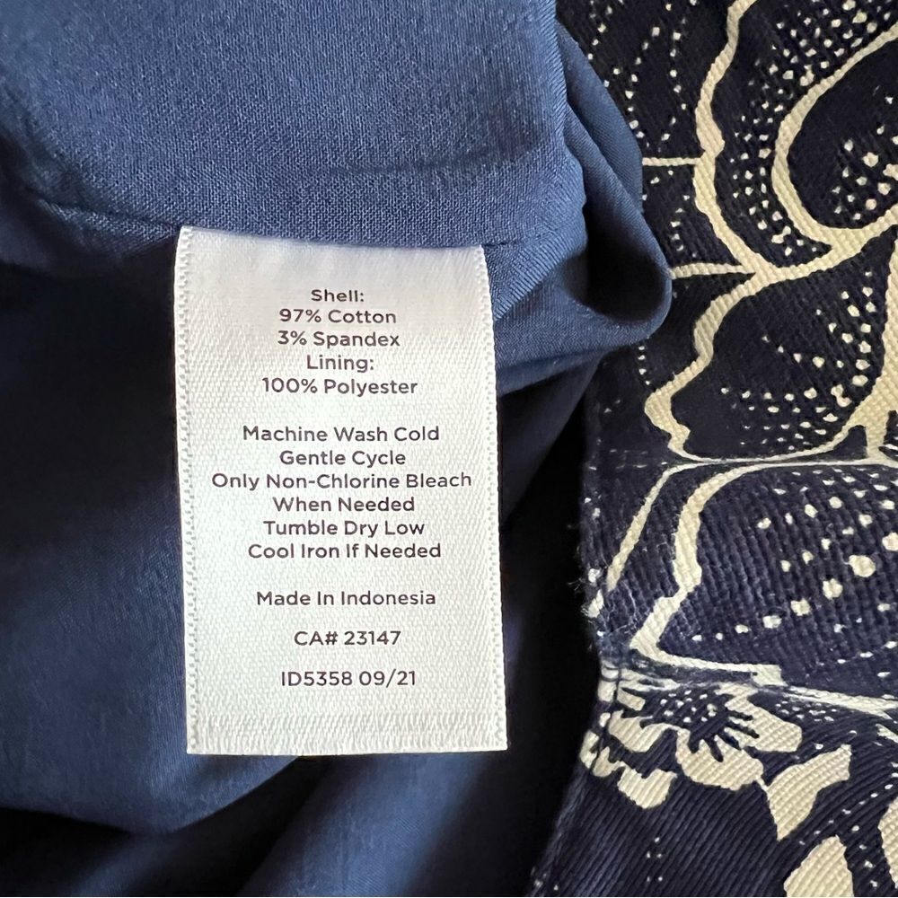 Talbots NWT Navy + White Floral Print A-Line Skirt Cotton Stretch 10 - Picture 5 of 5